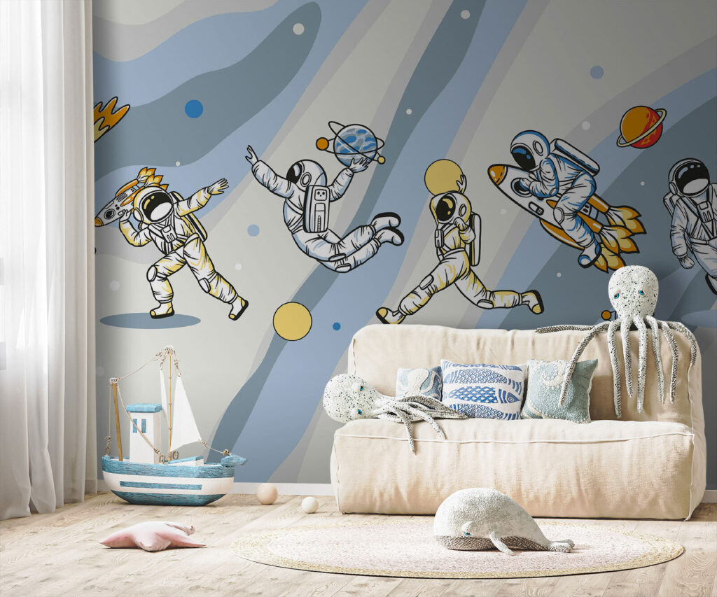 Groep astronauten in de ruimte — interieur 2