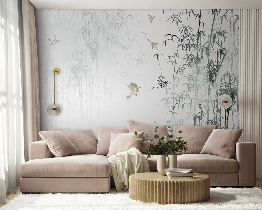 Vogels tussen mistige bamboe — interieur 1