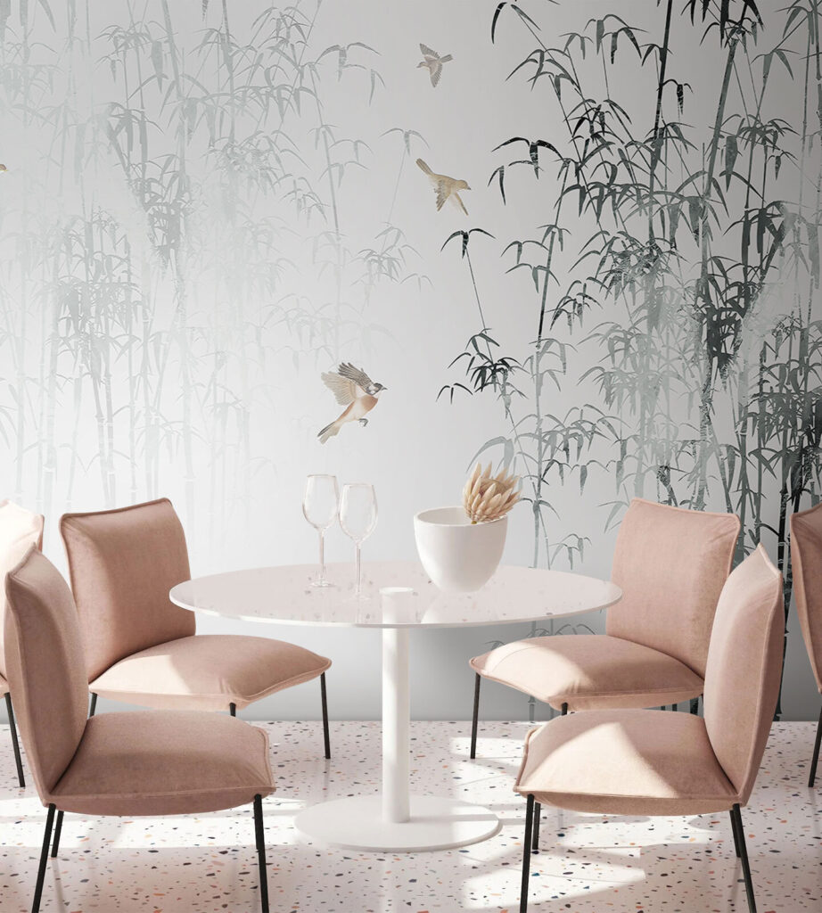 Vogels tussen mistige bamboe — interieur 3