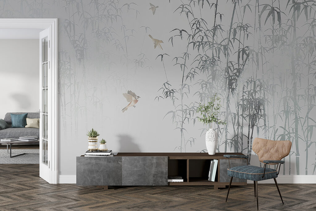 Vogels tussen mistige bamboe — interieur 4