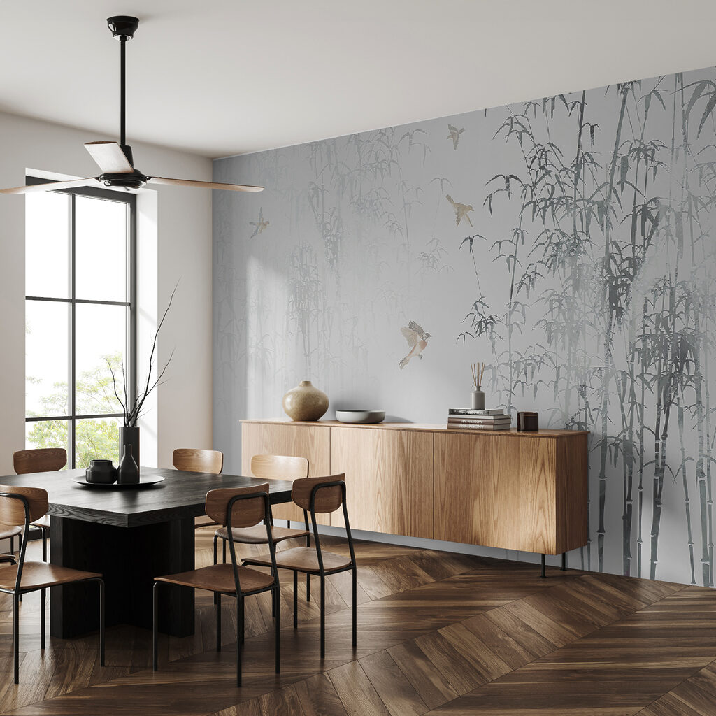 Vogels tussen mistige bamboe — interieur 5