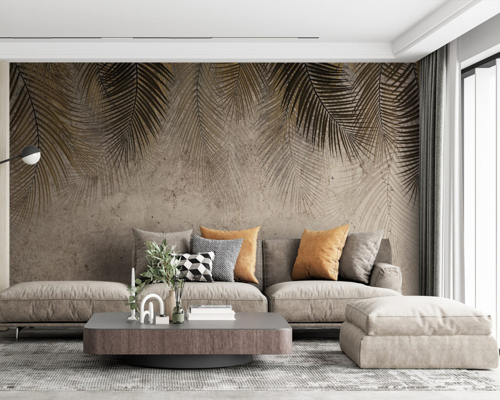 Elegante palmbladeren op een zachte achtergrond — interieur 1
