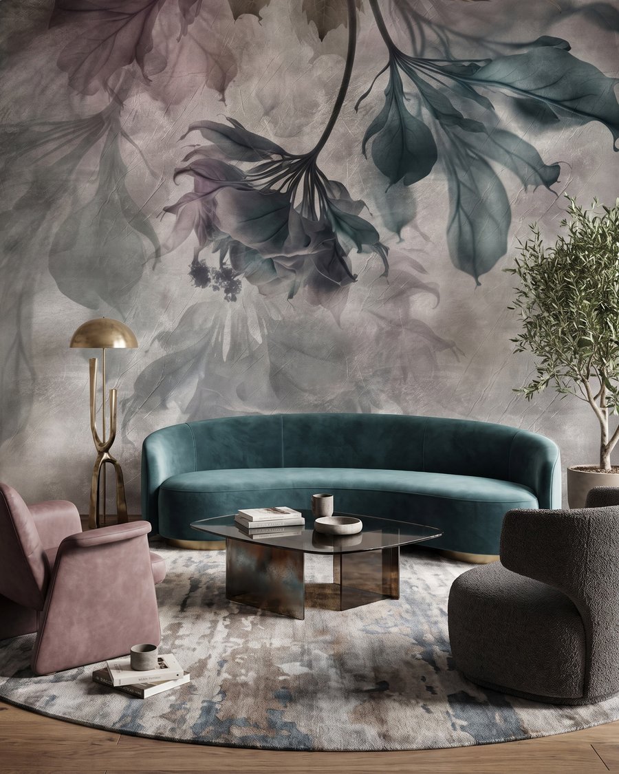 Delicate bladeren in zachte tinten in een interieur