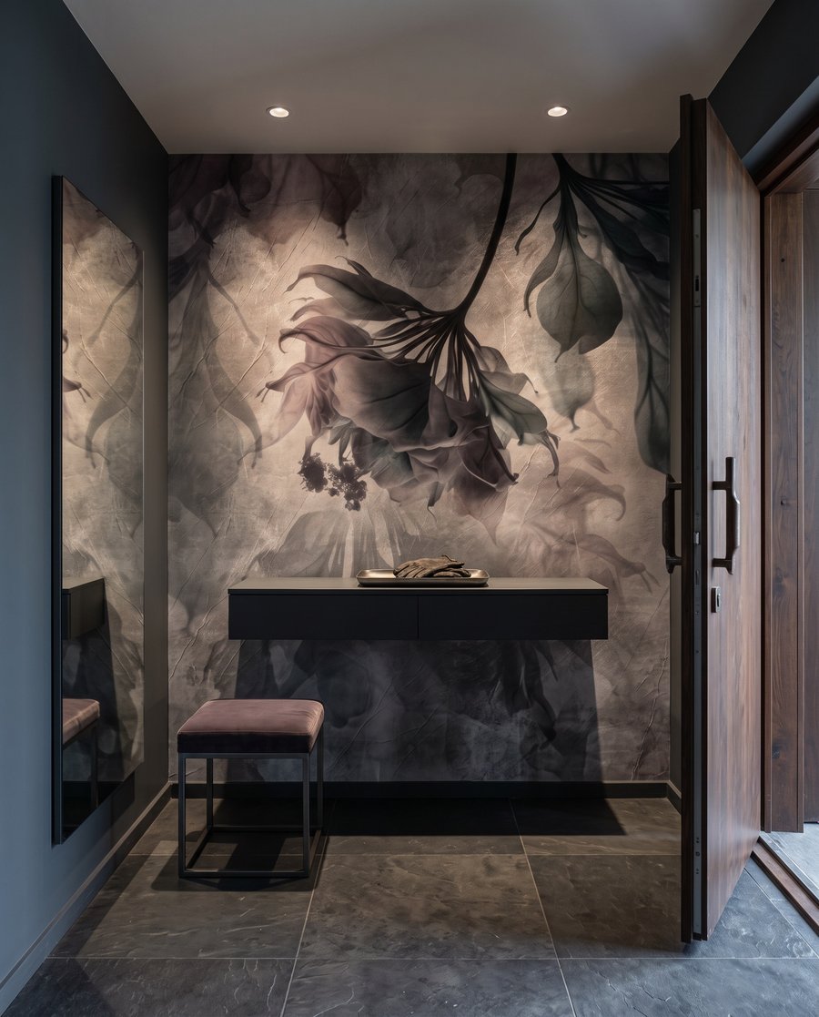 Hangende bladeren in verfwolken — interieur 4