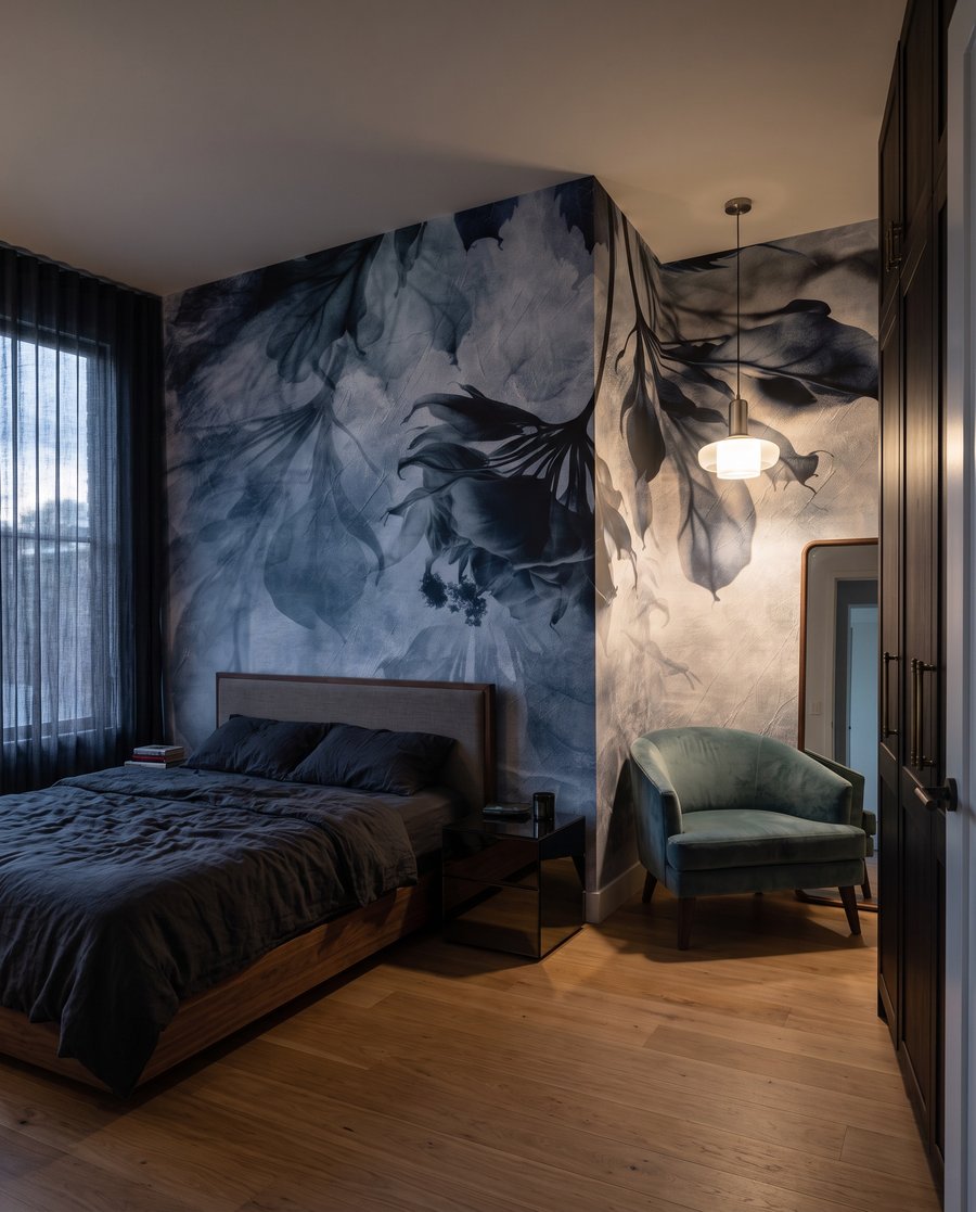 Hangende bladeren in verfwolken — interieur 1
