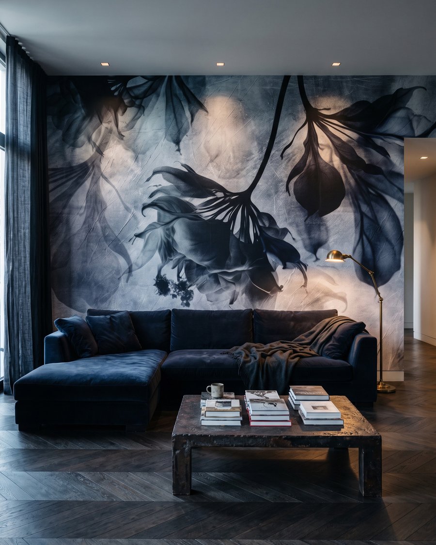Hangende bladeren in verfwolken — interieur 3