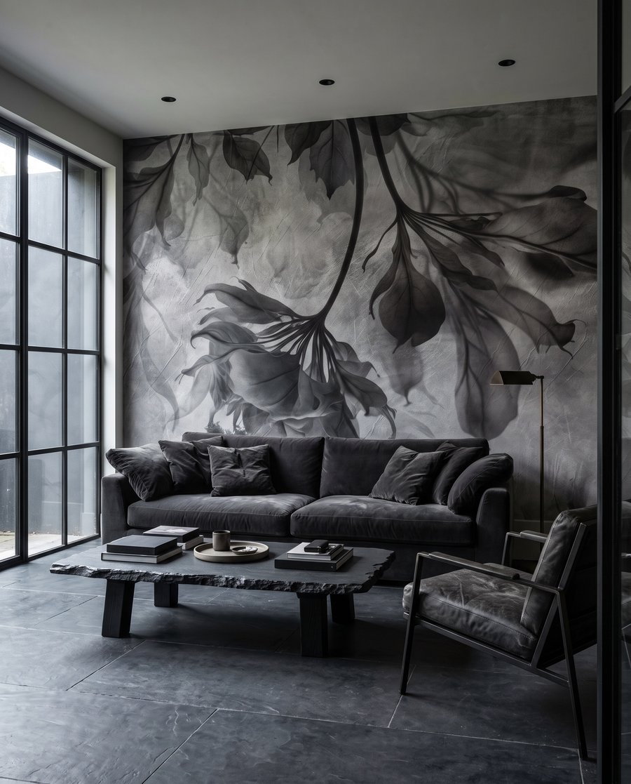 Hangende bladeren in verfwolken — interieur 2