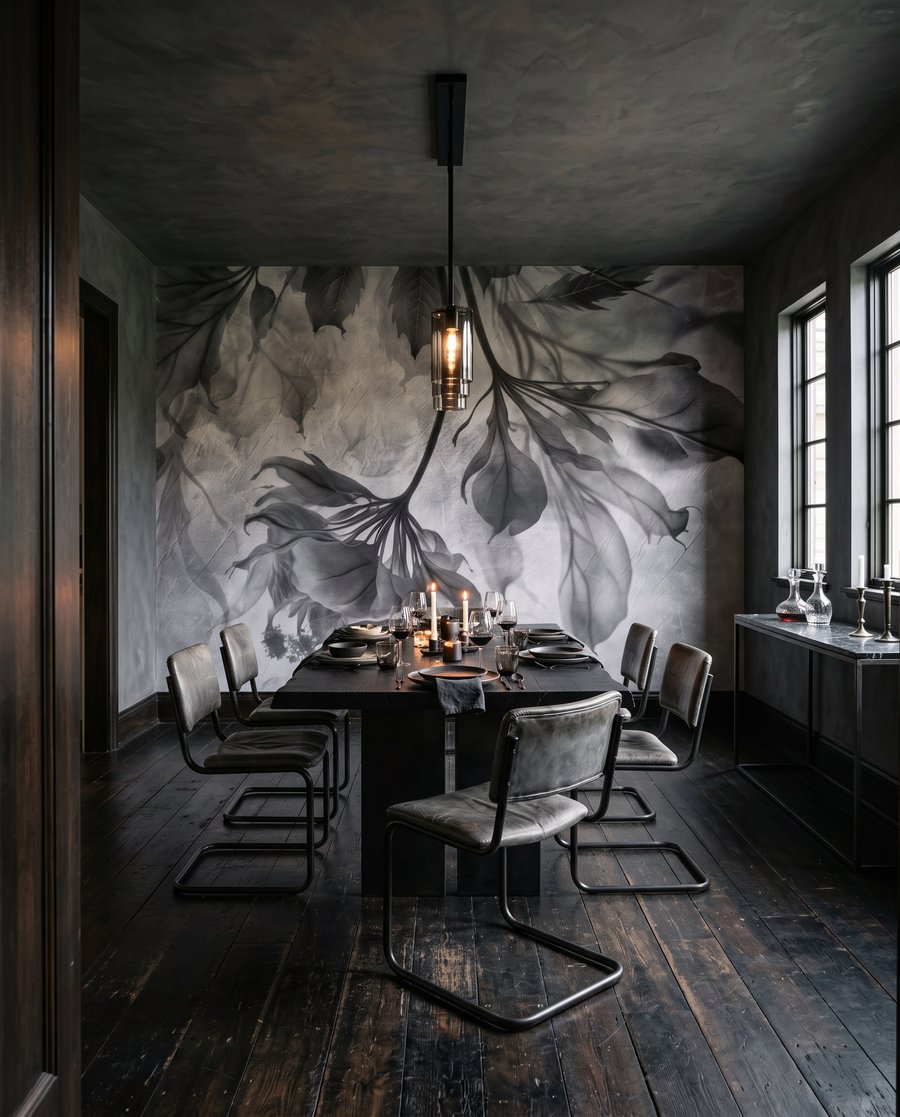 Hangende bladeren in verfwolken — interieur 3