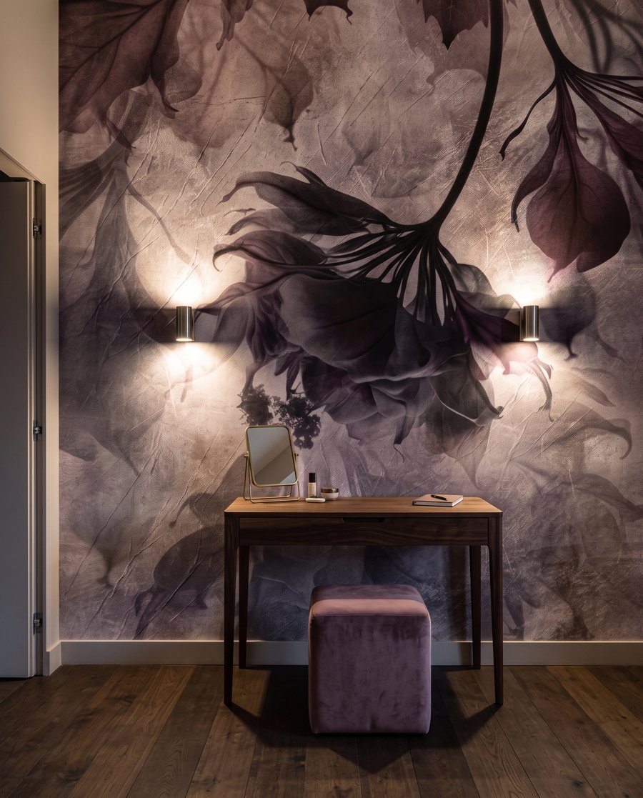 Hangende bladeren in verfwolken — interieur 3