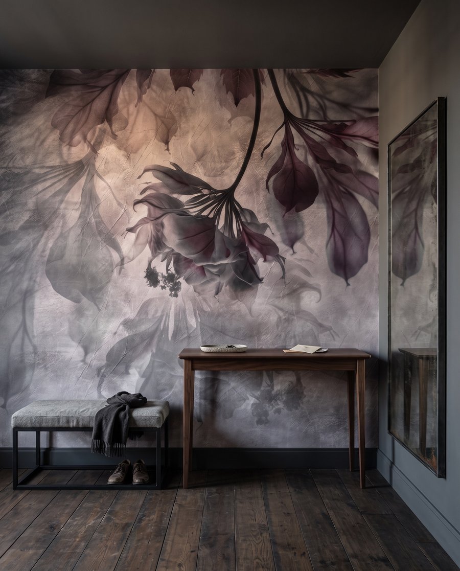 Hangende bladeren in verfwolken — interieur 1