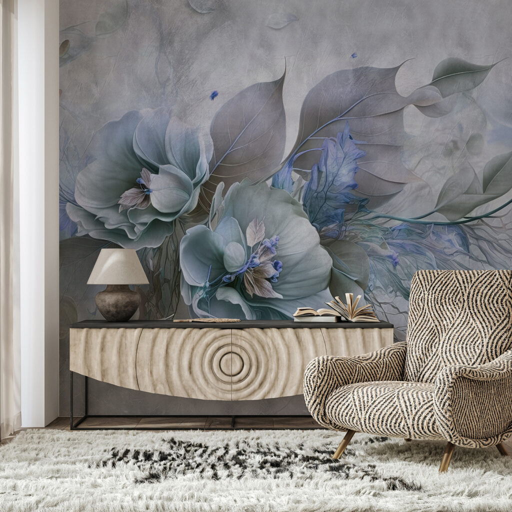 Een schilderij van bloemen en bladeren — interieur 1