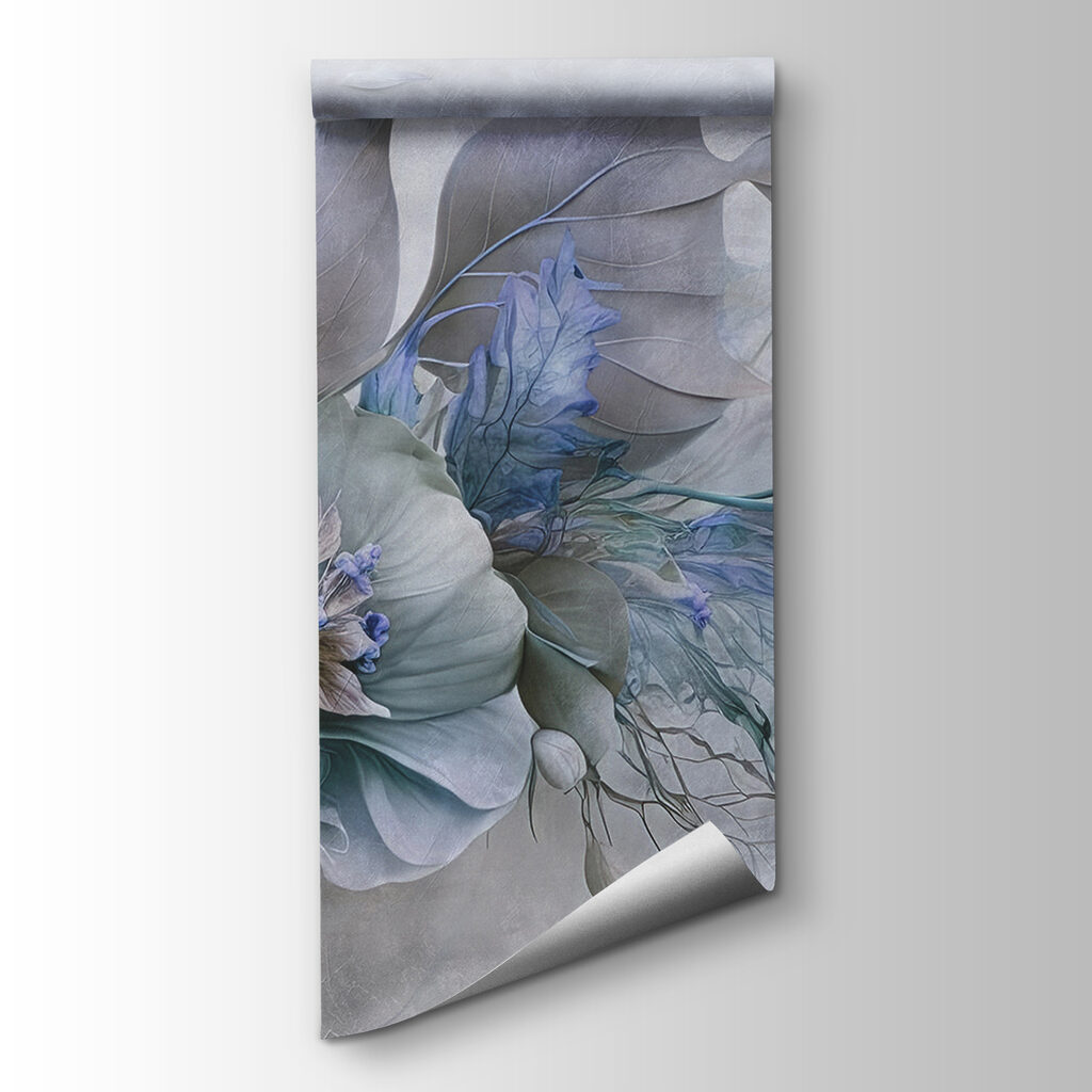 Een schilderij van bloemen en bladeren — productweergave