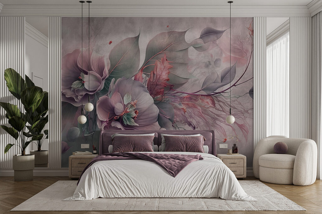 Een schilderij van bloemen en bladeren — interieur 2
