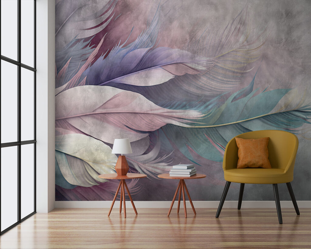 Pastelveren op verweerd lichtgrijs — interieur 2