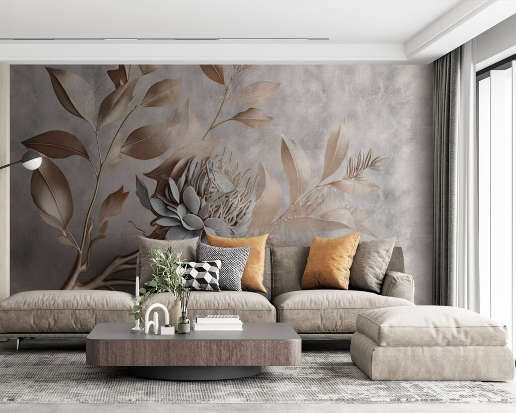 Bloemtak in warme reliëftinten — interieur 1