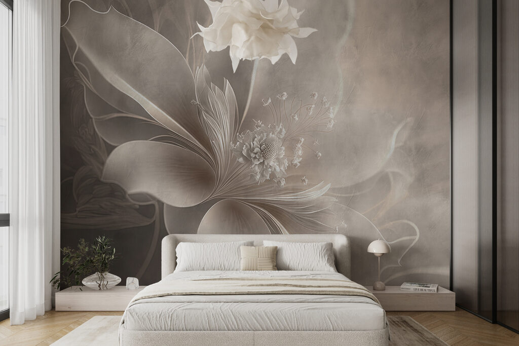 Bleke bloem op verfsluiers — interieur 5