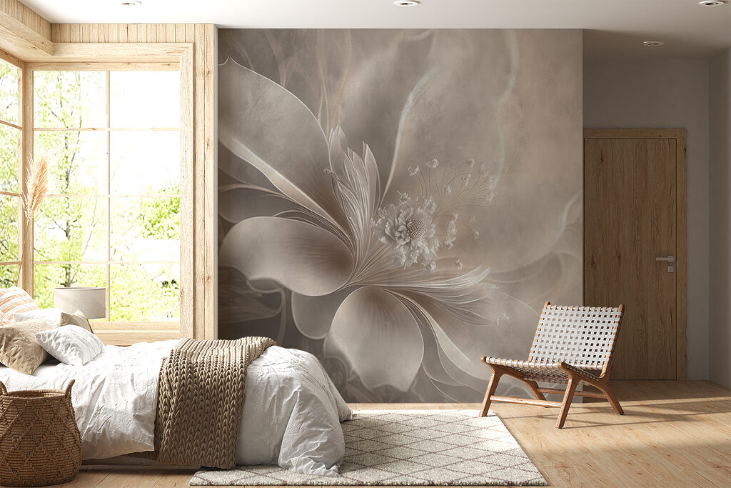 Bleke bloem op verfsluiers — interieur 4