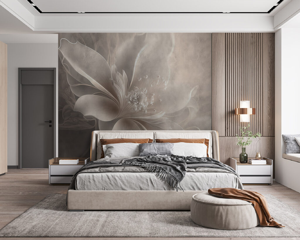 Bleke bloem op verfsluiers — interieur 2