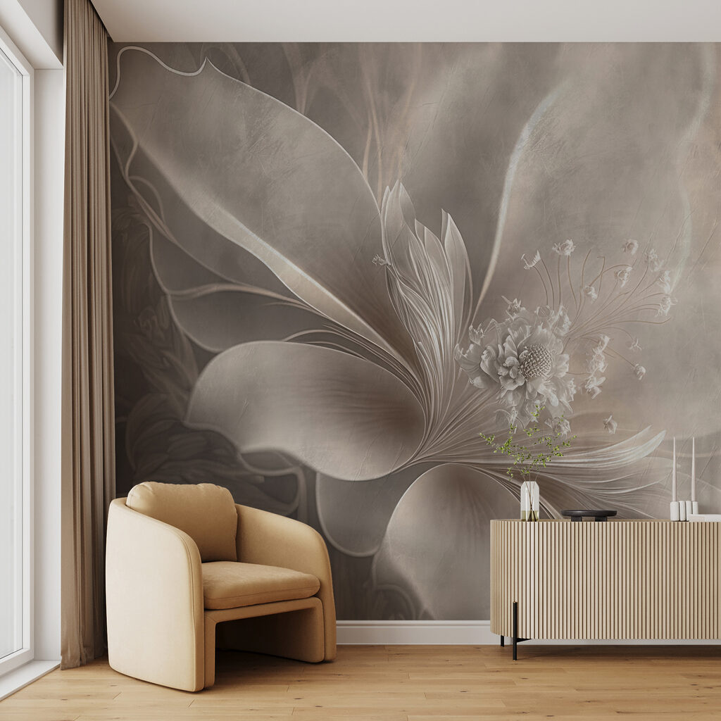 Bleke bloem op verfsluiers — interieur 6