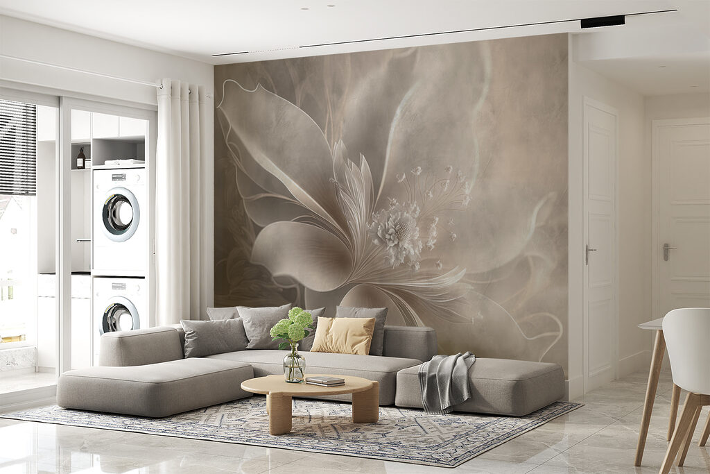Bleke bloem op verfsluiers — interieur 7