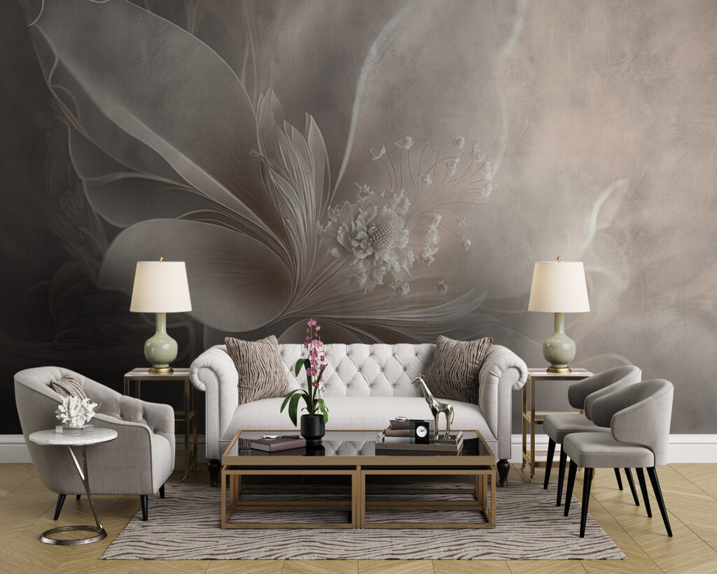 Bleke bloem op verfsluiers — interieur 3