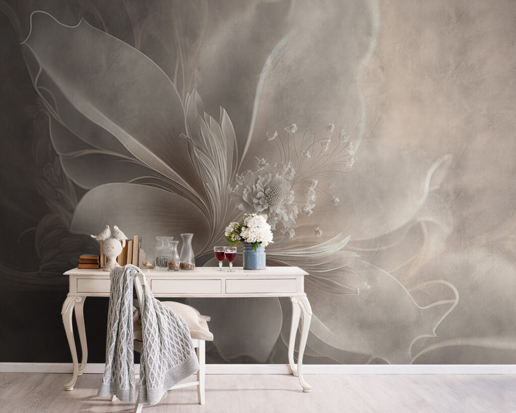 Bleke bloem op verfsluiers — interieur 1
