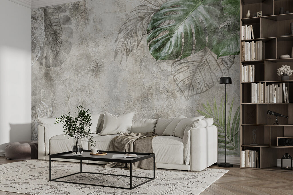 Tropische bladeren op een neutrale achtergrond — interieur 4