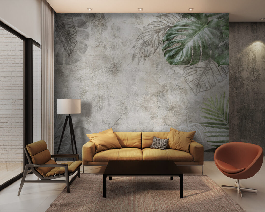 Tropische bladeren op een neutrale achtergrond — interieur 2
