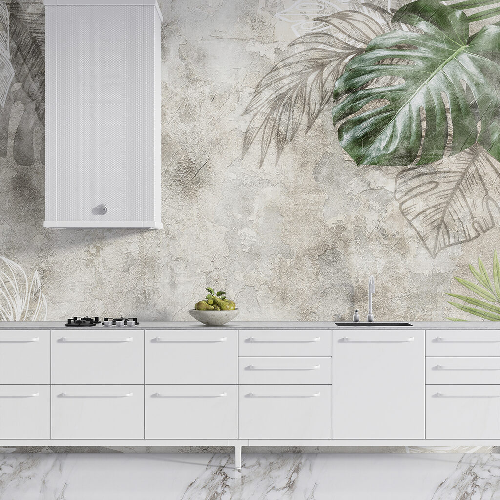 Tropische bladeren op een neutrale achtergrond — interieur 5