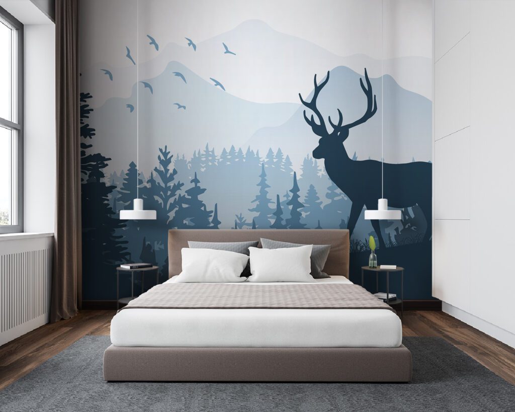 Hert op blauwe bosheuvel — interieur 2