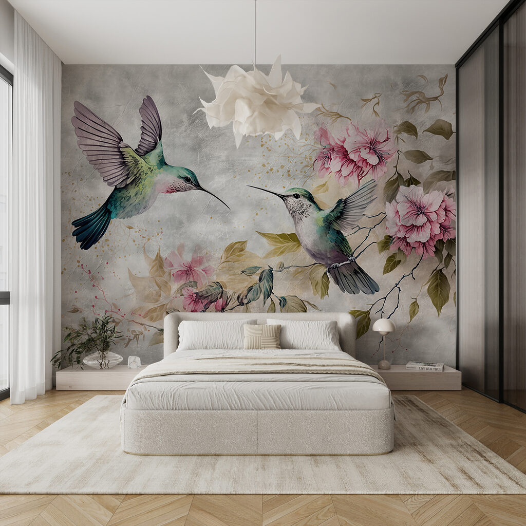 Schilderij van vogels en bloemen — interieur 4