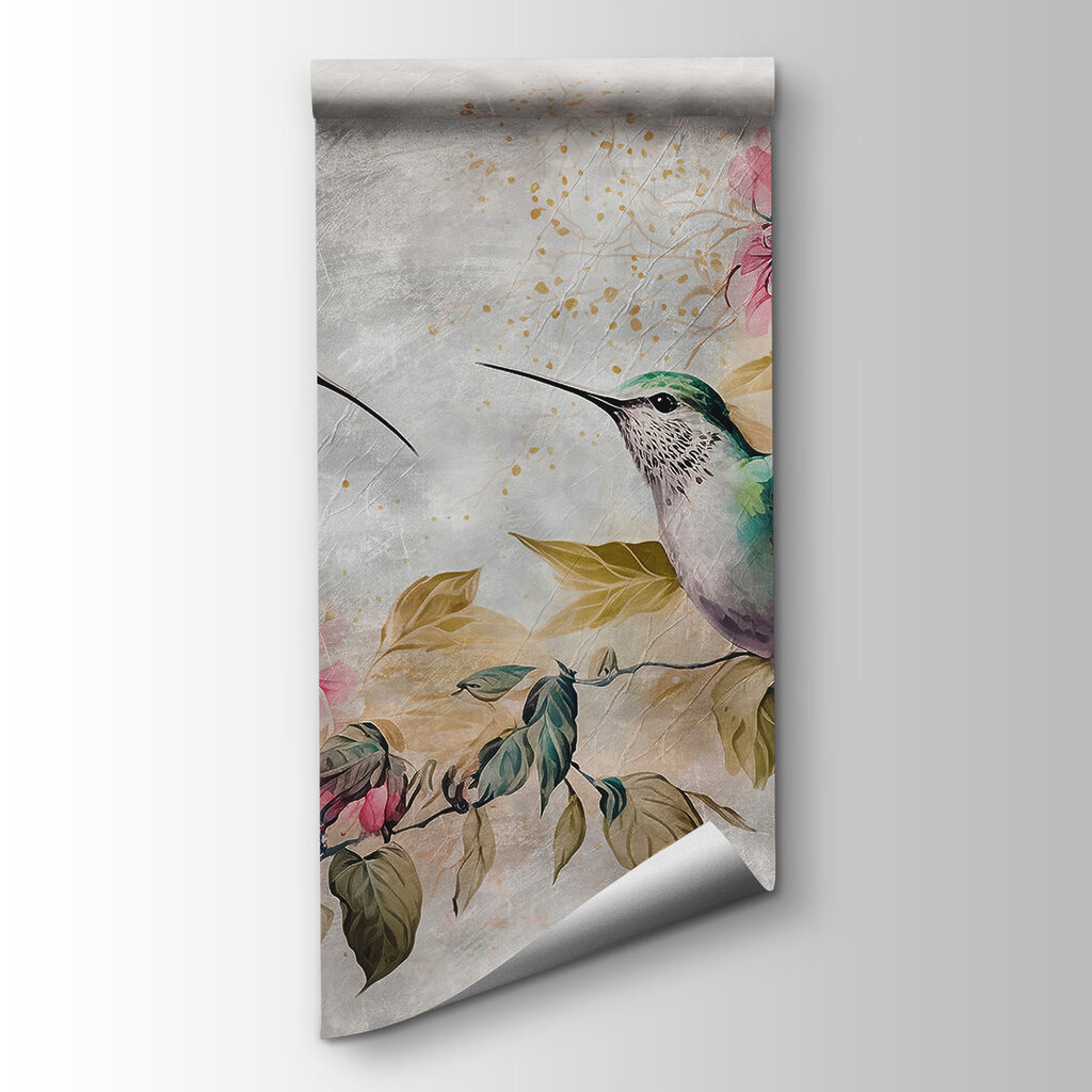 Schilderij van vogels en bloemen — productweergave