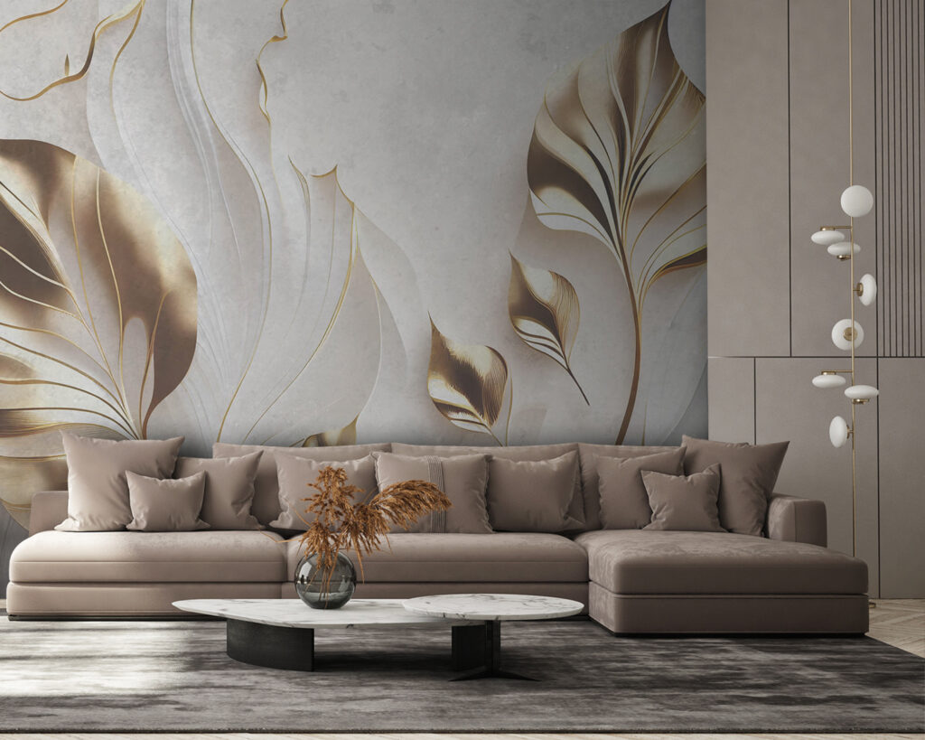 Elegante botanische motieven in zachte tinten in een interieur