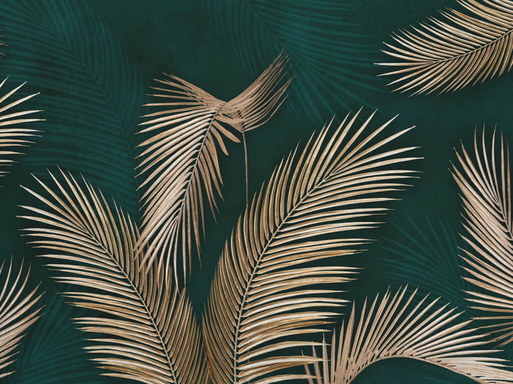 Palmbladeren in elegante tinten — volledig ontwerp