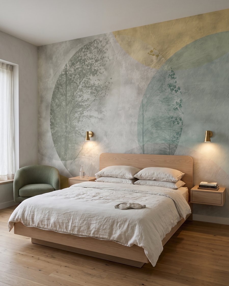 Cirkels in verweerde pastelkleur in een interieur