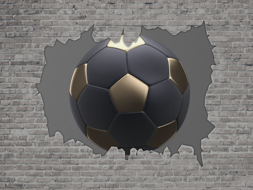 Donkere voetbal door baksteen — volledig ontwerp