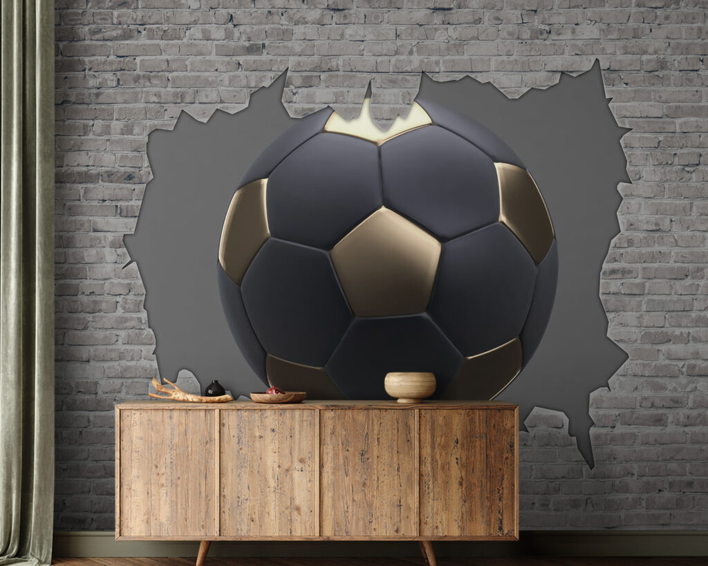 Donkere voetbal door baksteen — interieur 2