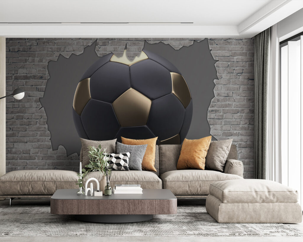 Donkere voetbal door baksteen — interieur 3