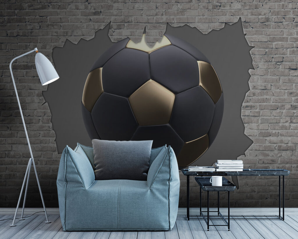 Donkere voetbal door baksteen — interieur 1