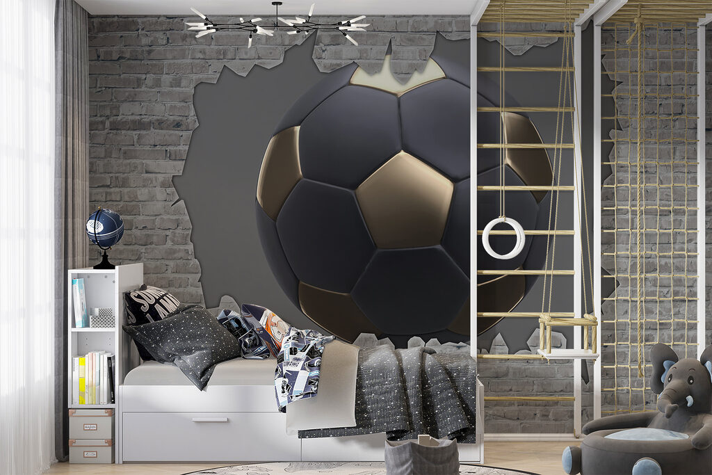 Donkere voetbal door baksteen — interieur 4