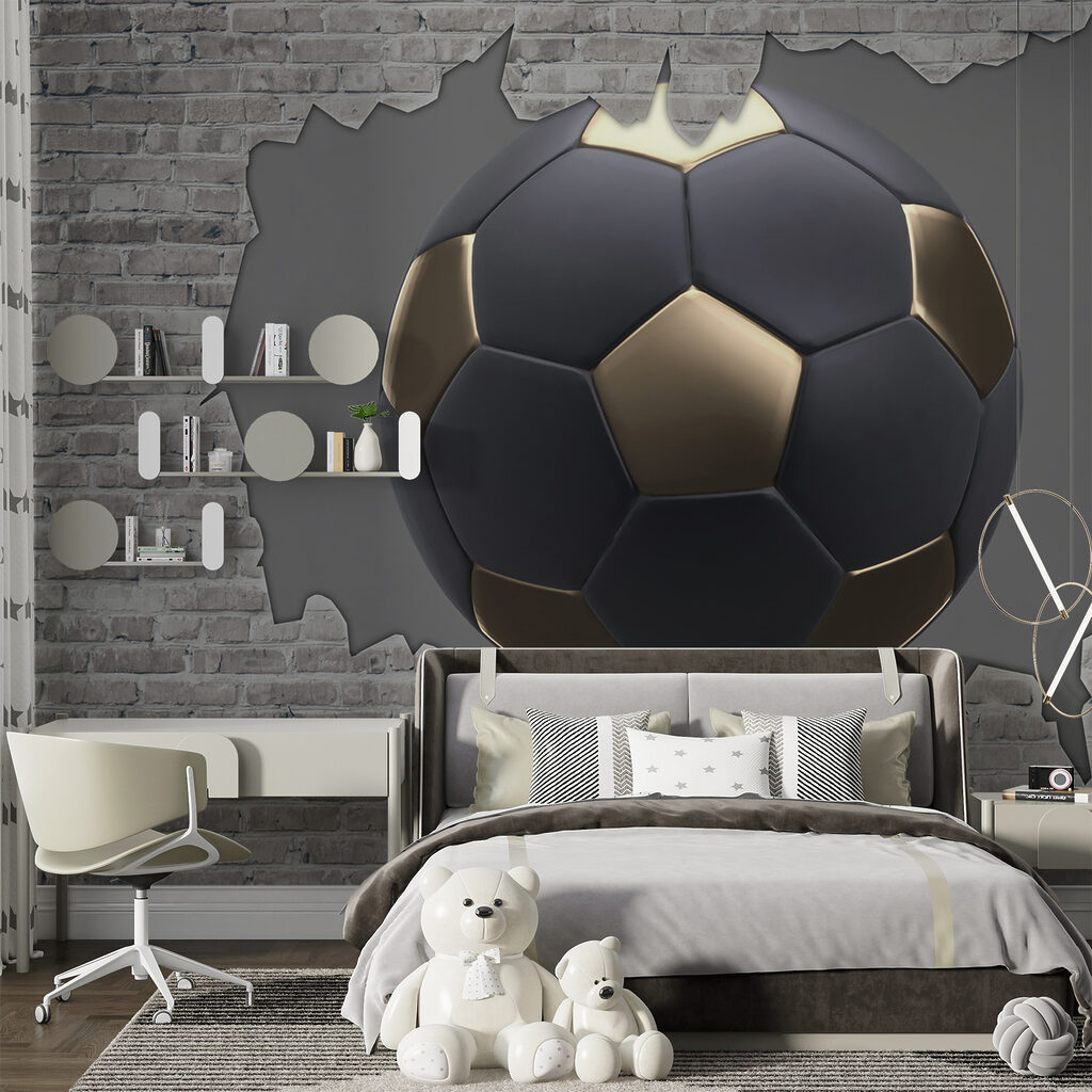 Donkere voetbal door baksteen — interieur 5