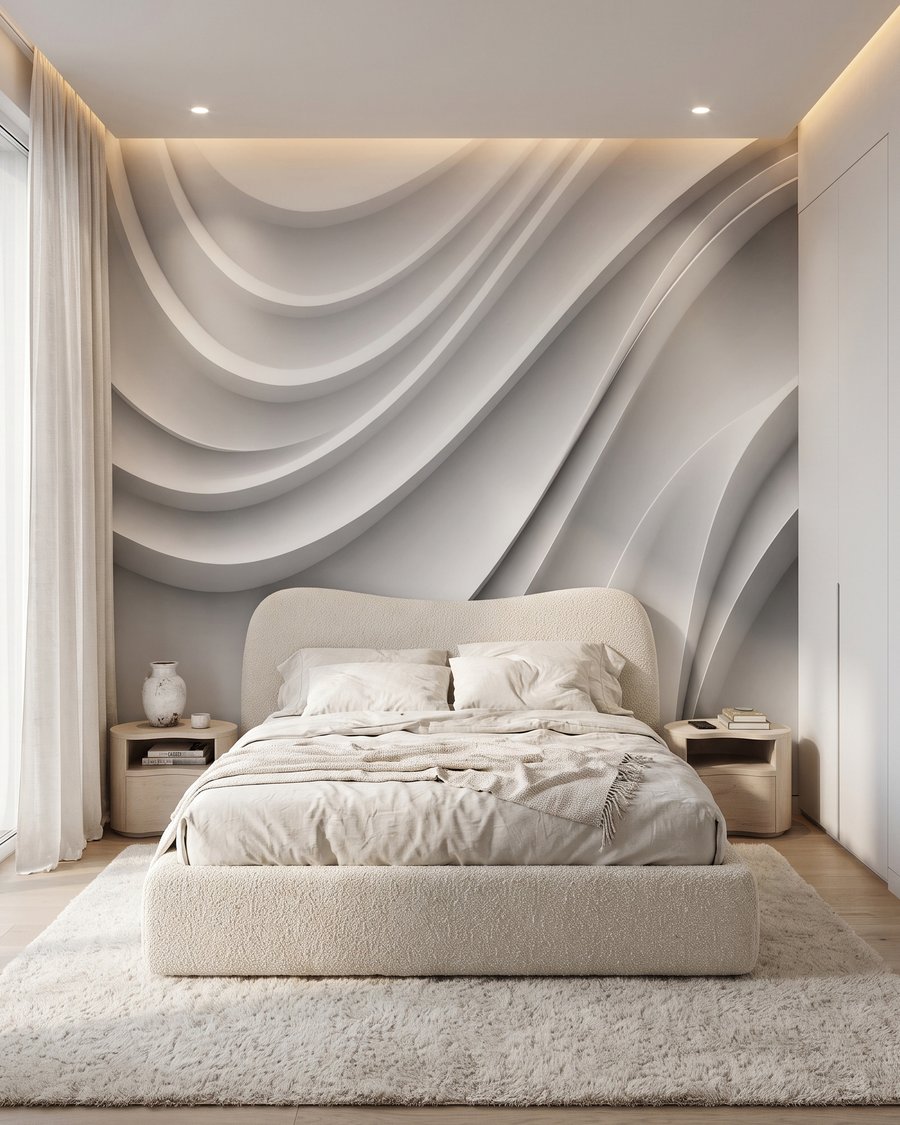 Stroom van witte plooien in een interieur