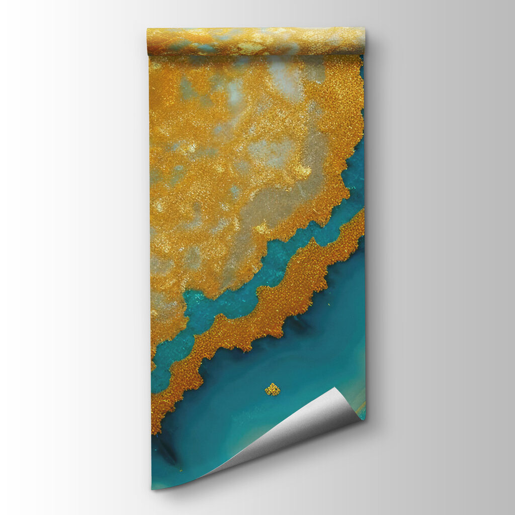Gouden steenlagen door turquoise — productweergave