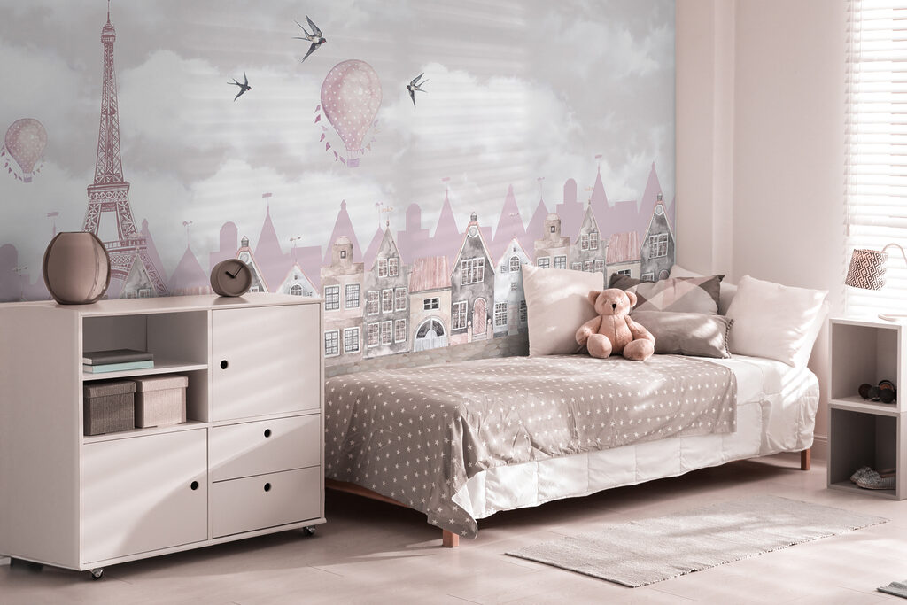 Roze huizen onder wolken — interieur 4