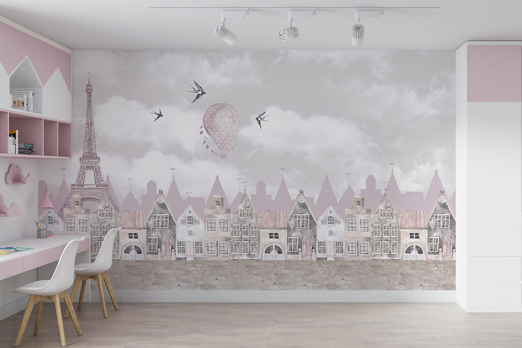 Roze huizen onder wolken — interieur 5