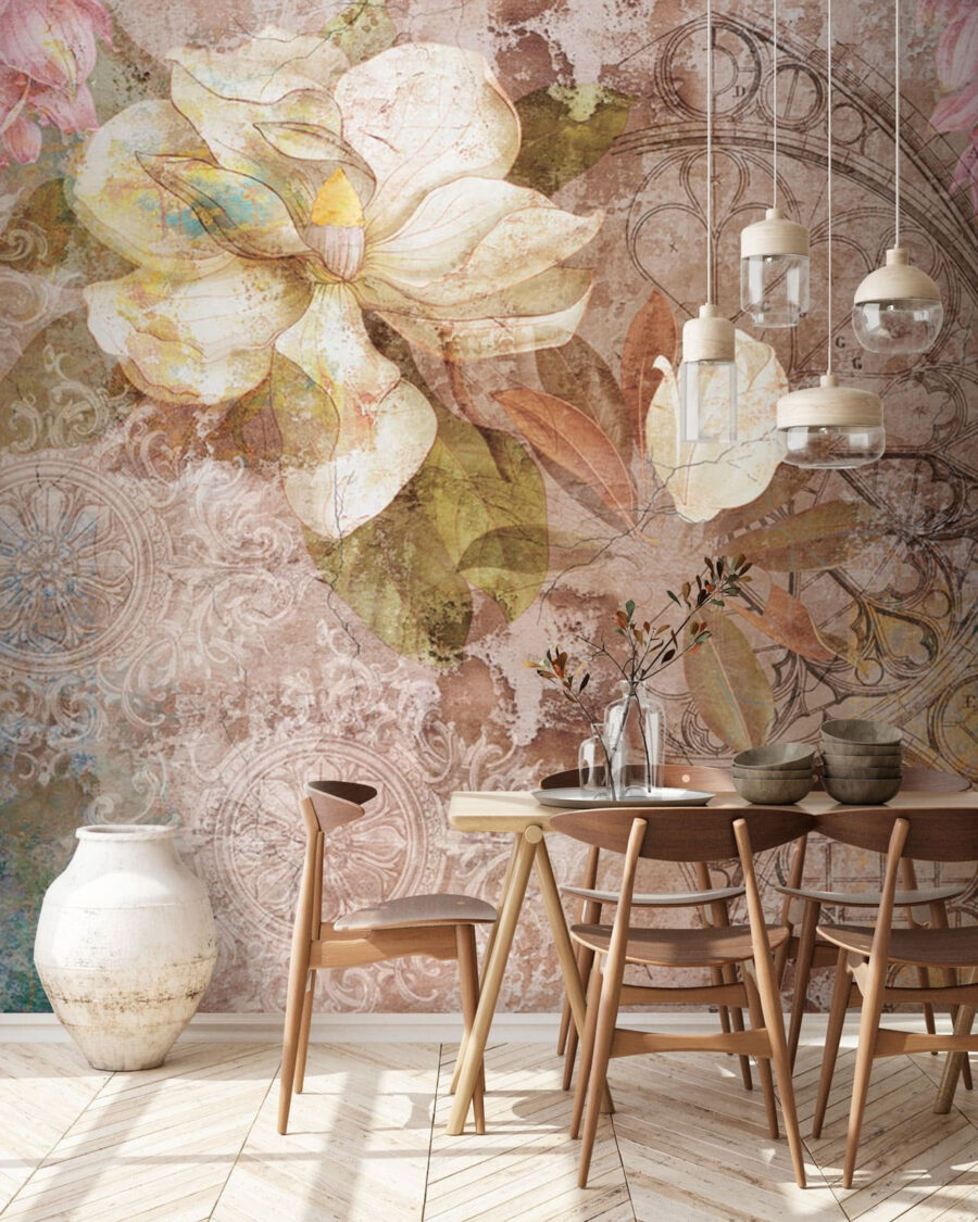 Orchideeën over oud ornament — interieur 1