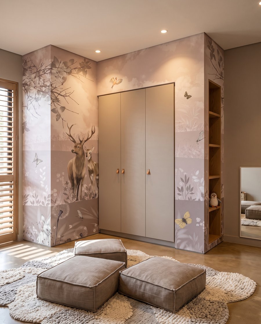 Herten in roze weiden — interieur 2