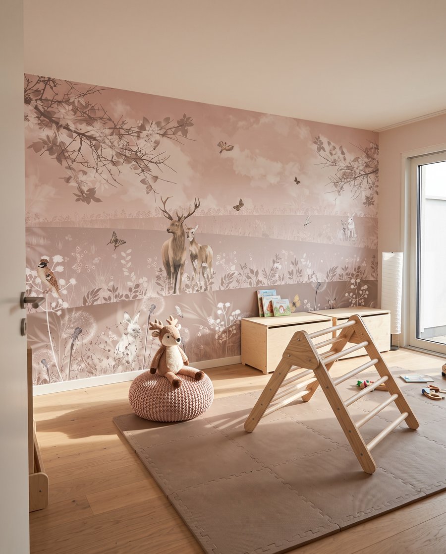 Herten in roze weiden — interieur 6