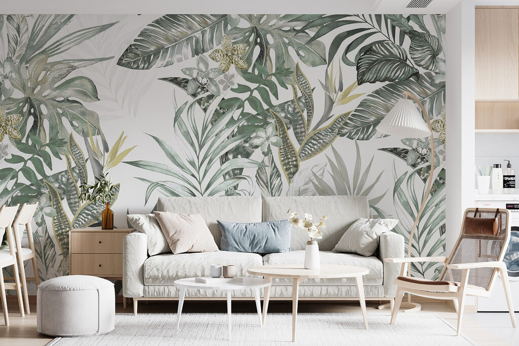 Tropische bladvormen in lijnenspel — interieur 7
