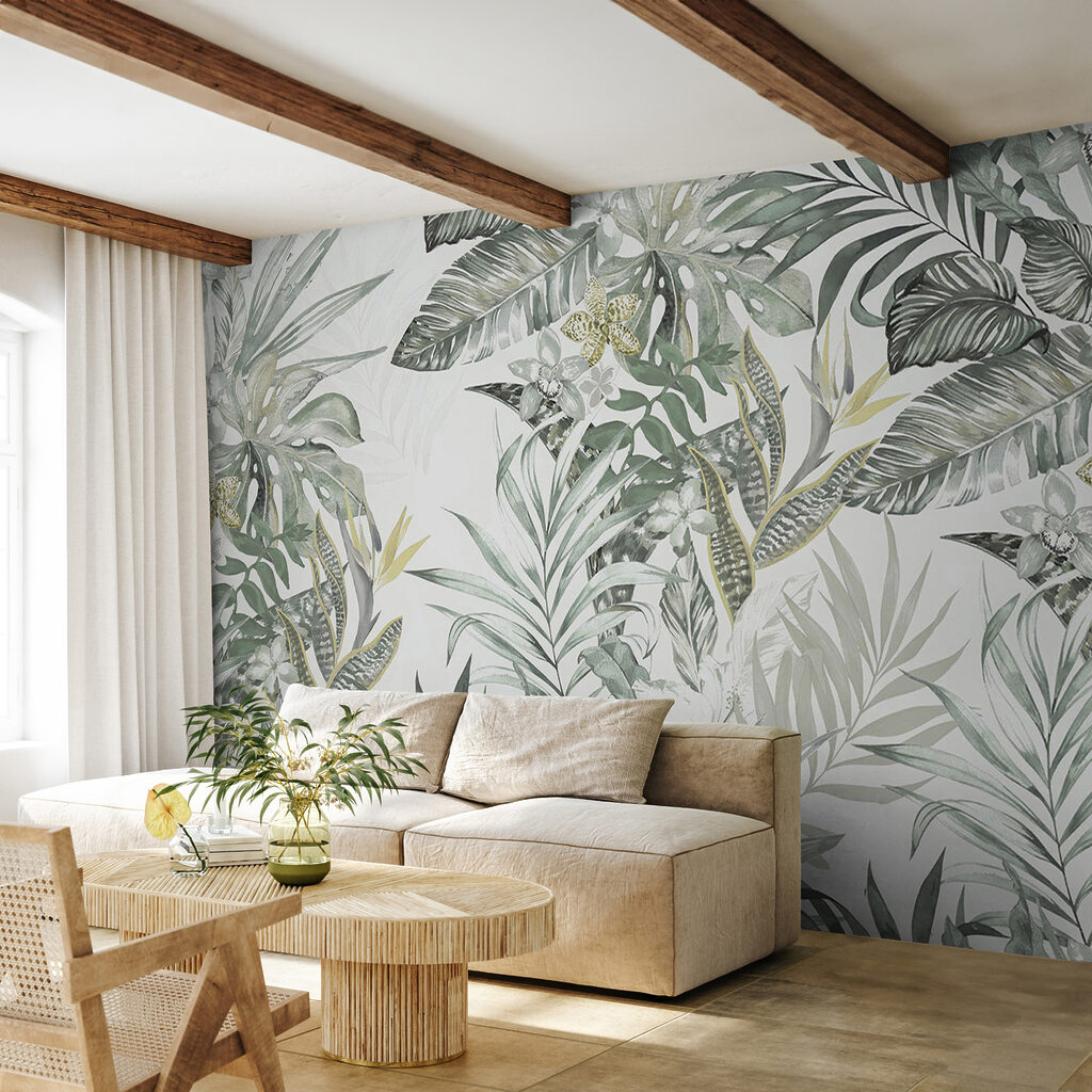 Tropische bladvormen in lijnenspel — interieur 6